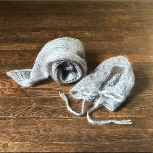 Newborn Photography Set - Mohair Bonnet & Wrap